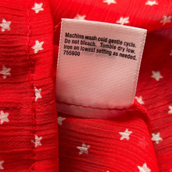 ANA Red Star Print Sheer Blouse Size Small - Picture 7 of 11